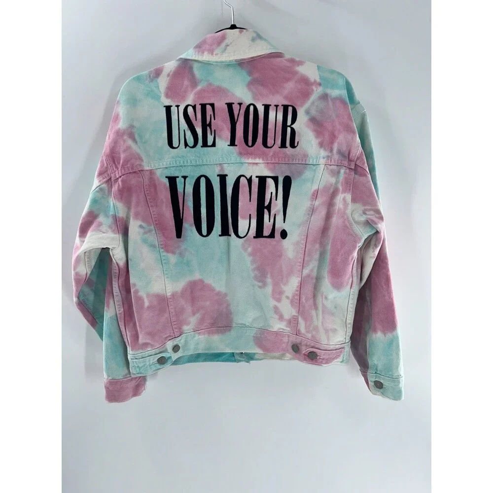 Women’s Levi's Pastel Tie Dye Y2K Oversized Trucker Style Denim Jacket Size XS - Picture 6 of 9